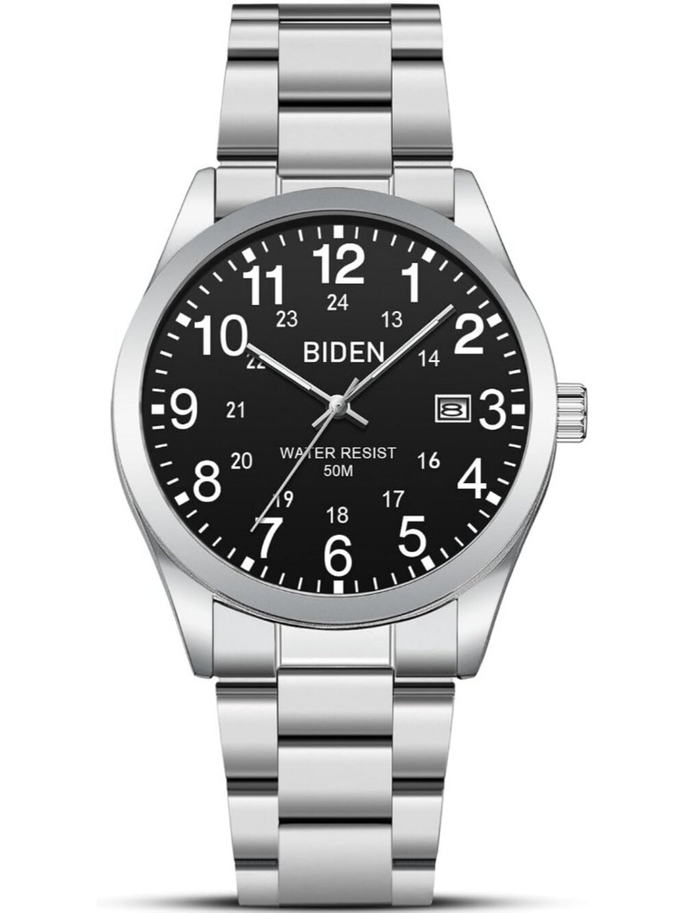 Men's Black Silver Analog Stainless Steel Professionals Waterproof Nurse Watch